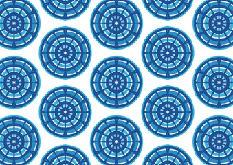 Seamless Blue Mandala Pattern Design Ideal for Textile Prints and Backgrounds (Created by graphics program)