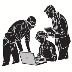 Business team collaboration laptop project meeting