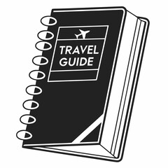 Spiral bound travel guide book icon illustration