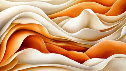 Fototapeta premium Abstract Orange and Off White Flowing Waves Texture