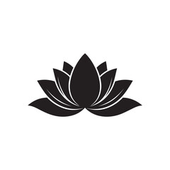 Silhouette Lotus Bloom. Lotus flower vector illustration on white background. 