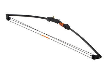 Black and orange archery bow isolated on white background