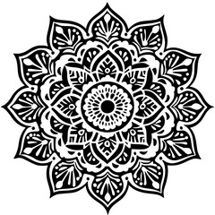 black and white drawing of a circular ornament in a circle black, circle, circular, design, drawing, mandala, ornament, pattern, tattoo , Generative art.