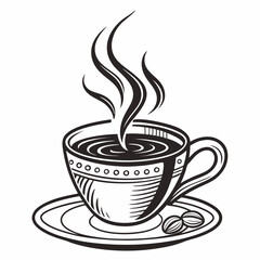 Aromatic coffee cup steaming hot drink