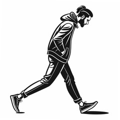Stylish man walking, isolated vector illustration, transparent background
