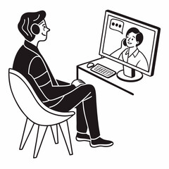 Person on video call wearing headphones at desk