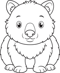 Adorable Common Wombat Coloring Page Cute Animal Illustration For Kids Vector Illustration