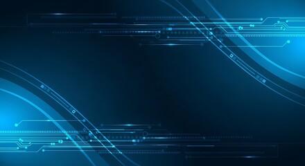 Fototapeta premium Sleek Blue and Dark Gradient Tech Background with Subtle Circuit Patterns, Modern Futuristic Digital Design with Clean Space for Text