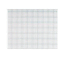 This close-up checkered paper sheet on a white background is designed for educational use, ideal for math exercises, study notes, and school assignments with its detailed grid. 
