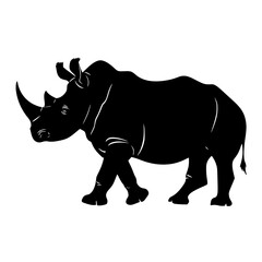 Fototapeta premium a black silhouette of a rhino on a transparent background black, image, silhouette , Generative art.
