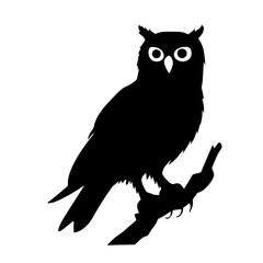 Fototapeta premium a black silhouette of an owl perched on a tree branch black, branch, owl, perch, silhouette, sit on, tree branch , Generative art.
