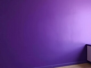 A solid purple wall in a modern interior setting. The wall is smooth and vibrant, with a wooden floor visible at the bottom. A radiator is positioned against the wall.