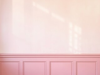 Empty interior wall with soft natural light and pink wainscoting, suitable for mockup or design presentation in a room setting.