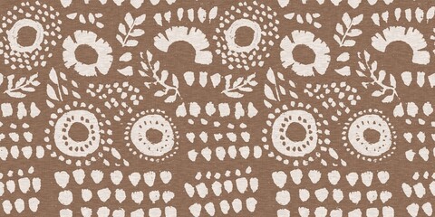 Calm scribble shape minimal shape seamless border pattern. Gender neutral baby floral natural brown linen banner background. Scandi style sketch doodle wash tape edging trim. 