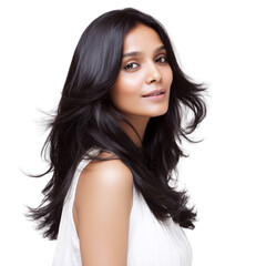 Silky portrait of Indian woman with flowing hair