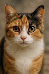 Intense Gaze of a Calico Cat
