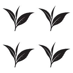 Silhouette vector illustration tea leaf on white background. 