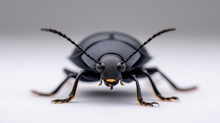 Fototapeta premium Close View of Matte Black Insect with Bright Eyes