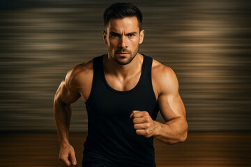 Fototapeta premium handsome running young man posing in studio 
