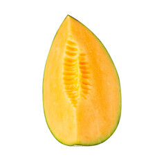 Cantaloupe Melon slices cutout, full depth of field.