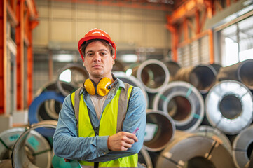 Engineer working service and plan of maintenance machine in heavy industrial factory