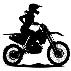 Silhouette of woman riding motocross dirt bike