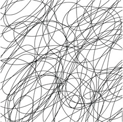 Fototapeta premium Chaos pattern. Abstract texture. Random chaotic lines. Intricate wallpaper. Hand drawn dinamic scrawls. Black and white illustration. Background with lines and waves. Universal texture. Art creation