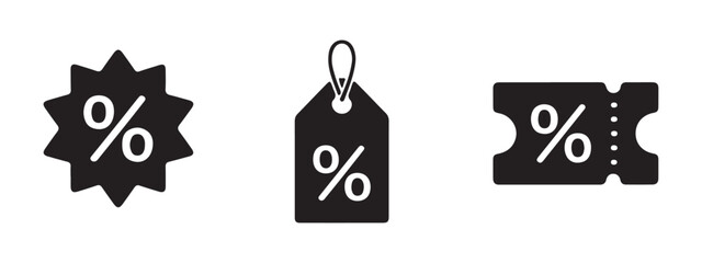 Discount Icons Percentage Off Sale Tags, Coupons, and Badges