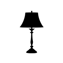 Obraz premium a black silhouette of a lamp on a transparent background black, icon, lamp, silhouette, table lamp , Generative art.