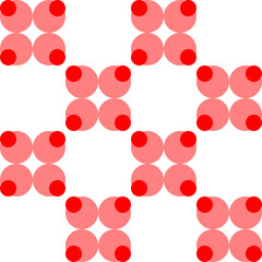 pink and red overlap polka dots pattern, Red dot on white background, design for fabric printing as repeat pattern, pink red circle checkerboard