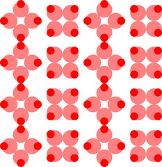 pink and red overlap polka dots pattern, Red dot on white background, design for fabric printing as repeat pattern, pink red circle checkerboard
