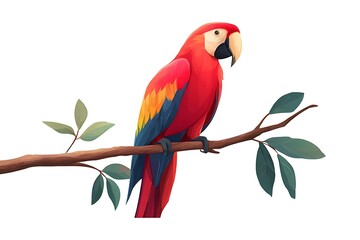 Obraz premium A Vibrant Scarlet Macaw Perched on a Lush Branch