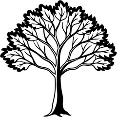 Obraz premium Vector silhouette of a tree with leaves, perfect for nature-inspired designs illustrating the seasons of spring, summer, or autumn