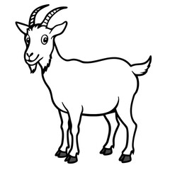 Obraz premium White isolated goat vector silhouette illustration, a wild mammal with horns