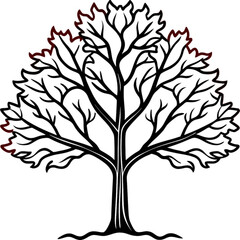 A striking vector tree silhouette with visible roots beautifully illustrates nature's growth, perfect for design and decoration, symbolizing spring and autumn seasons