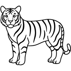 Obraz premium Cartoon tiger vector illustration with wild animal and safari theme