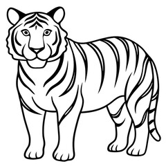 Obraz premium Cartoon animal vector illustration of a wild tiger with black stripes