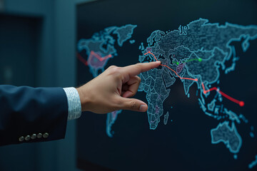 Interactive data visualization dashboard with holographic charts and business analytics graphics