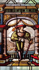 Stained glass window of Peles Castle, Sinaia, Romania