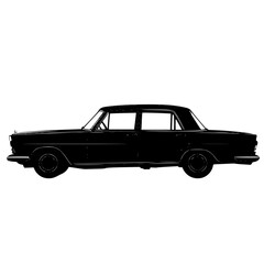 Naklejka premium a black and white drawing of an old sedan black, car, classic, drawing, old, sedan, silhouette , Generative art.
