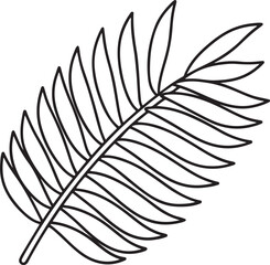 Palm Leaf Vector in Tropical Flat Style with Long Curved Design for Summer and Vacation Themes