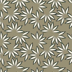 Obraz premium Botanical trendy seamless pattern. Flower and leaves abstract shape doodle art design for print, wallpaper, clipart, wall art for home decoration