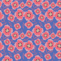 Botanical trendy seamless pattern. Flower and leaves abstract shape doodle art design for print, wallpaper, clipart, wall art for home decoration