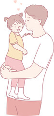 An incredibly heartwarming illustration shows a father tenderly embracing his beloved daughter, radiating love and joy