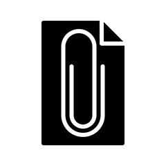 Paper clip glyph icon. Perfect for office apps or document UI.