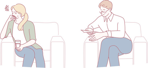 A frustrated woman and a distracted man illustrate the challenges of modern communication in contemporary life