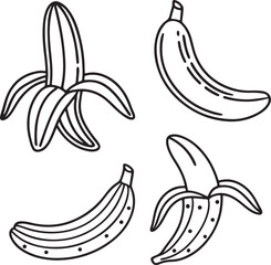 Peeled Banana Vector in Bright Yellow Skin for Tropical Fruit Healthy Eating and Kids Designs