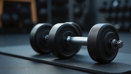 Dumbbells on a fitness mat ready for an intense workout session