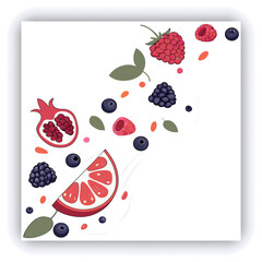 3D illustration of a water splash on a white background. The render showcases an abstract liquid glass wave ribbon with a clear effect, along with a fluid flow featuring a red gradient. Strawber