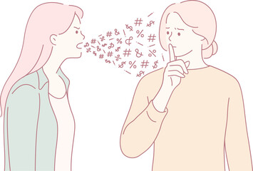 Fototapeta premium An illustration showing a conversation where one person is talking and the other is calming the situation.